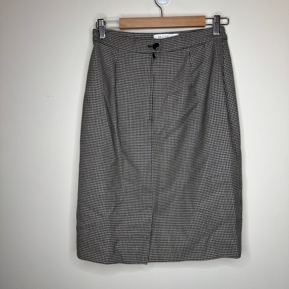 MaxMara Wool Houndstooth Pencil Skirt Knee-length Size 10 - Picture 2 of 4